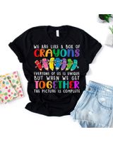 Back To School Teacher We Are Like A Box Of Crayons Shirt Unisex Standard T-Shirt black s